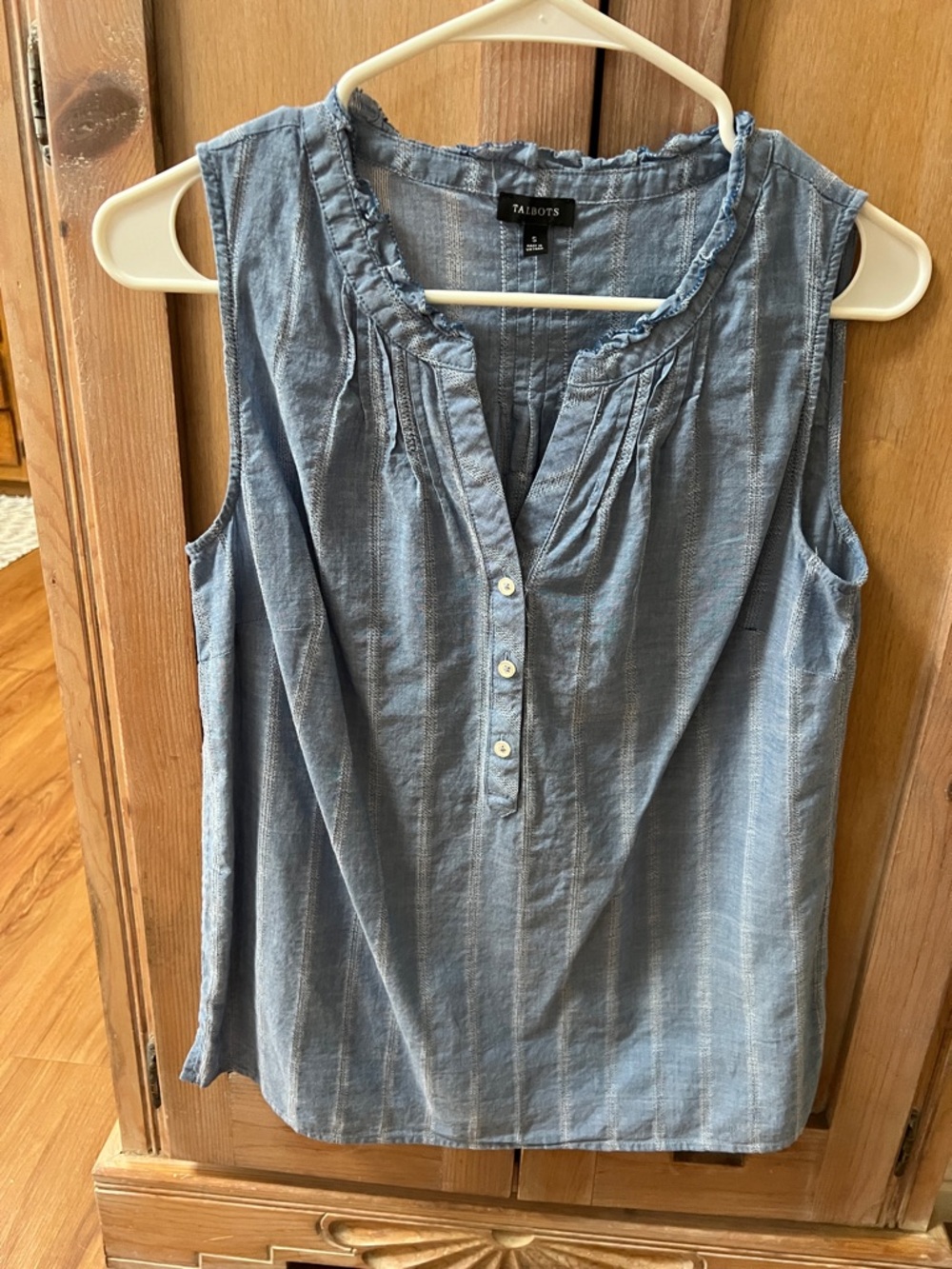 Talbots Light Blue Sleeveless Henley Top